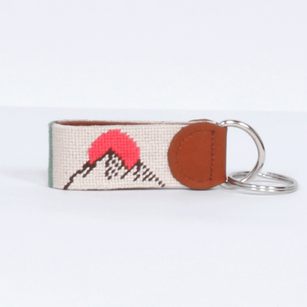 Mountain Cascade Needlepoint Keychain