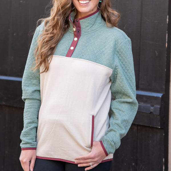 Sage Quilted Quarter Button